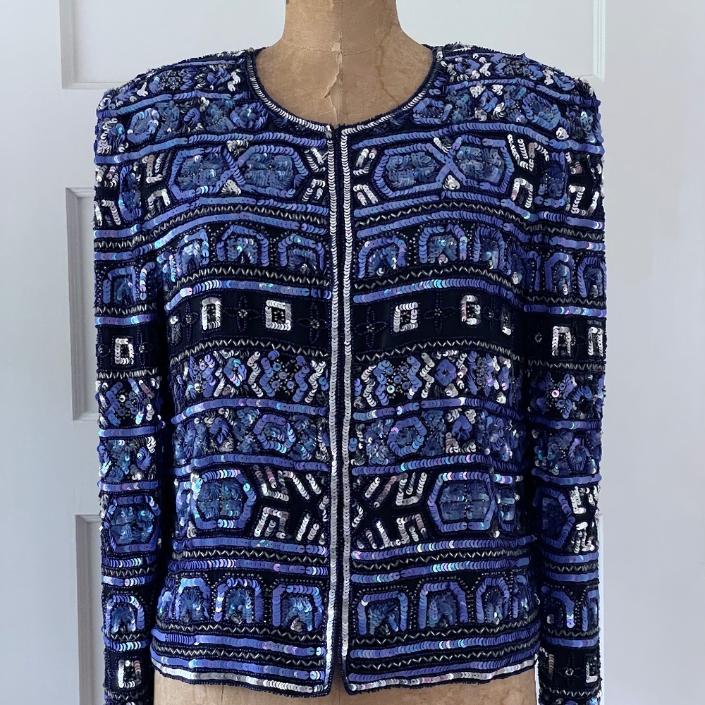 Papell Boutique NWT Evening Jacket Sequin Beaded Blazer/Cardigan Top/S 14